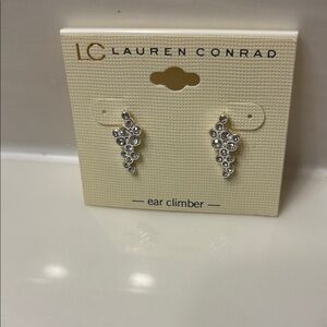 LC Lauren Conrad Silver Leaf Stud Earrings